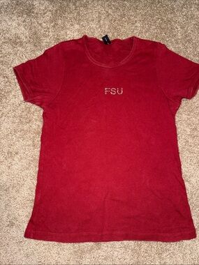 FSU Social Awareness Rhinestone Embellished Red Short Sleeve Tee - Large